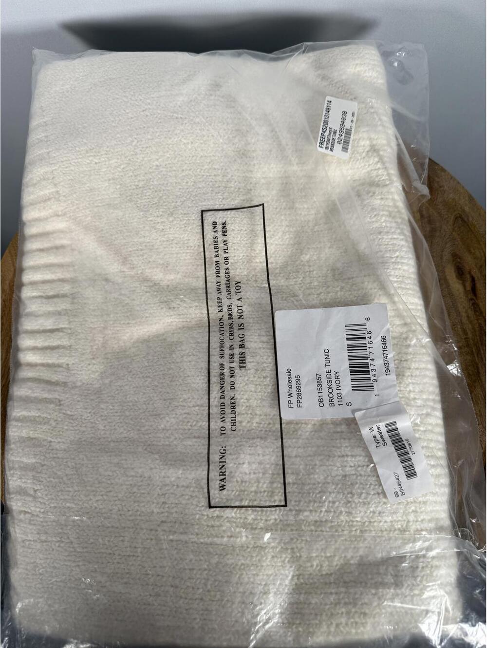 NWT Free People Brookside Tunic Sweater Ivory Knit Pullover Size Small - Picture 6 of 9